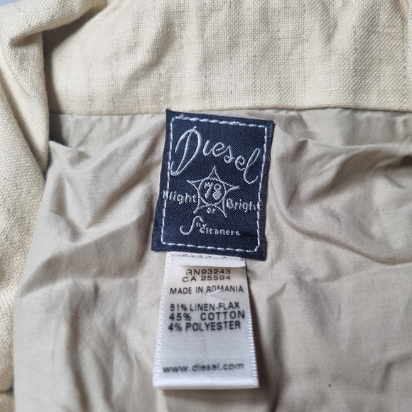 Diesel Womens Bomber Jacket Small UK 8 Creame Designer Biker Vintage Sparkles. - Picture 3 of 9